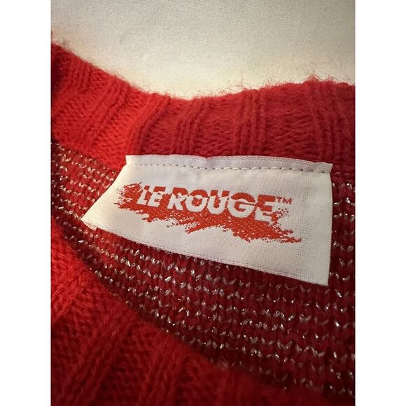 Vintage Les Rouge Red Christmas Sweater Sz Small - Picture 6 of 9